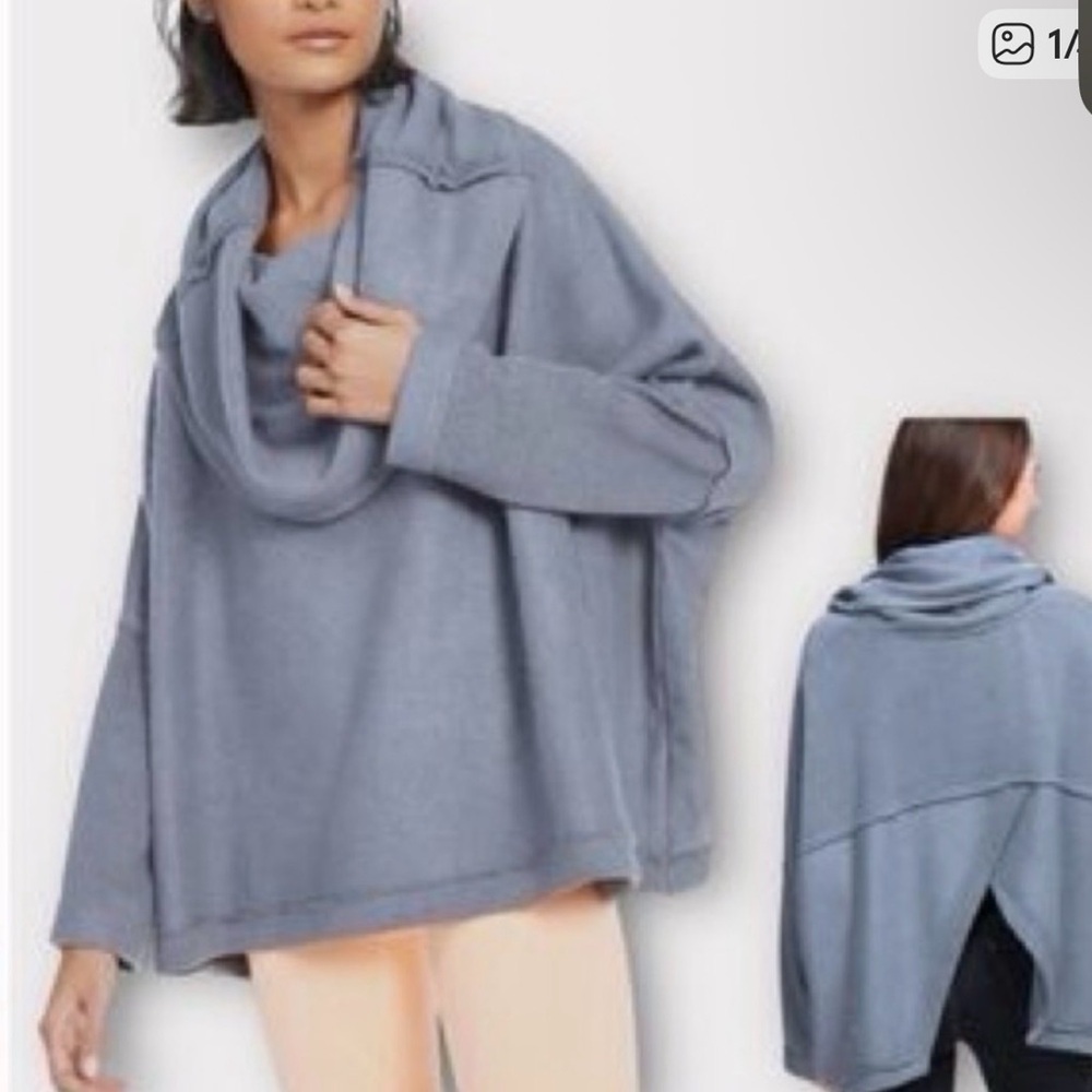 Free People Soft Gray Cowl Neck Sweater